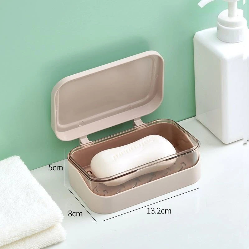 1pc Flip-Top Soap Dish, Simple Transparent Plastic Drainer, Fragrance Soap Box with Removable Drainage and Lid, for Shower Bath