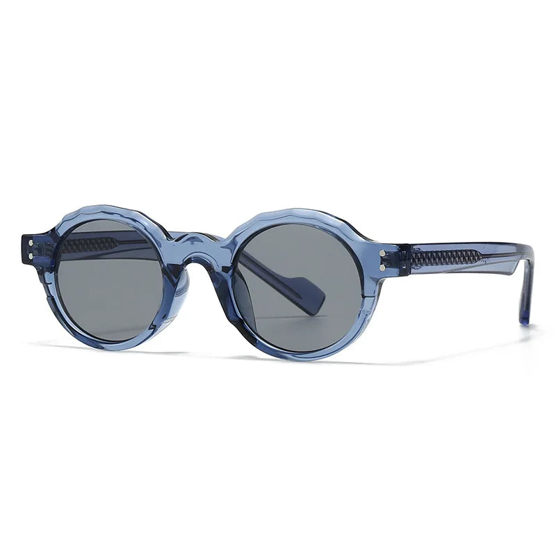 JNPCXI New Fashion Acetate Round Rivets Men Punk Sunglasses Wine Red Shades UV400 Retro Women Trending Sun Glasses