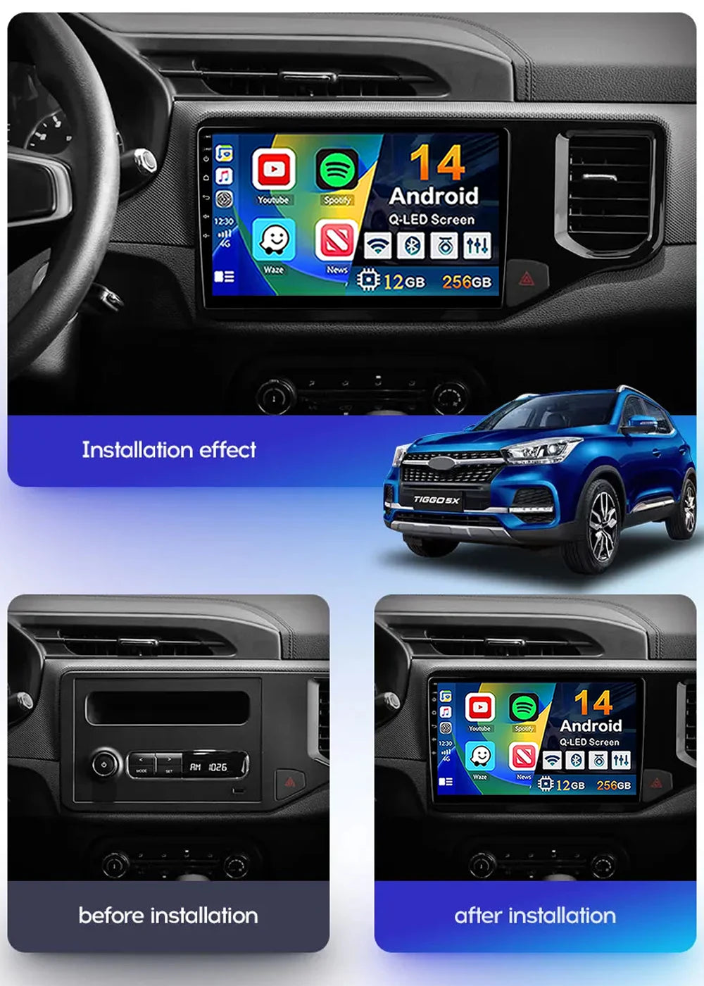 Android 15 DSP 4G For Chery Tiggo 5X 4X 2019 2020 2021 GPS Stereo Car Radio Multimedia Video Player Navigation Autoradio 2 Din