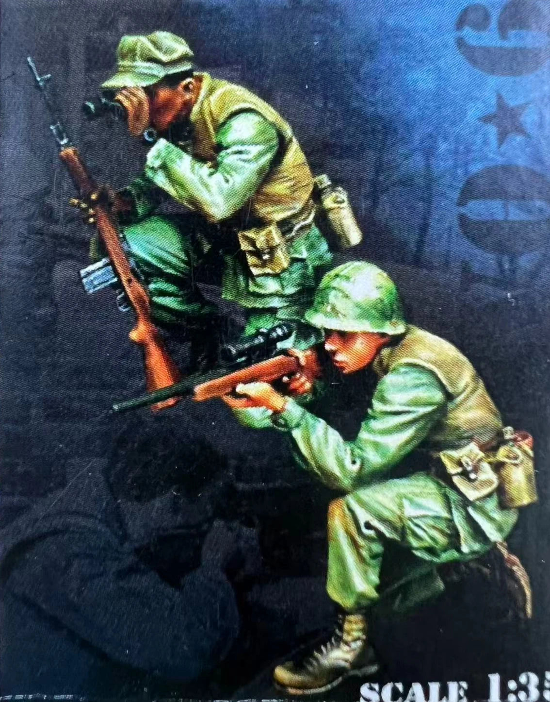 1/35  Resin Model, Scene Model of US Marine Corps Sniper Team, Unpainted Toy