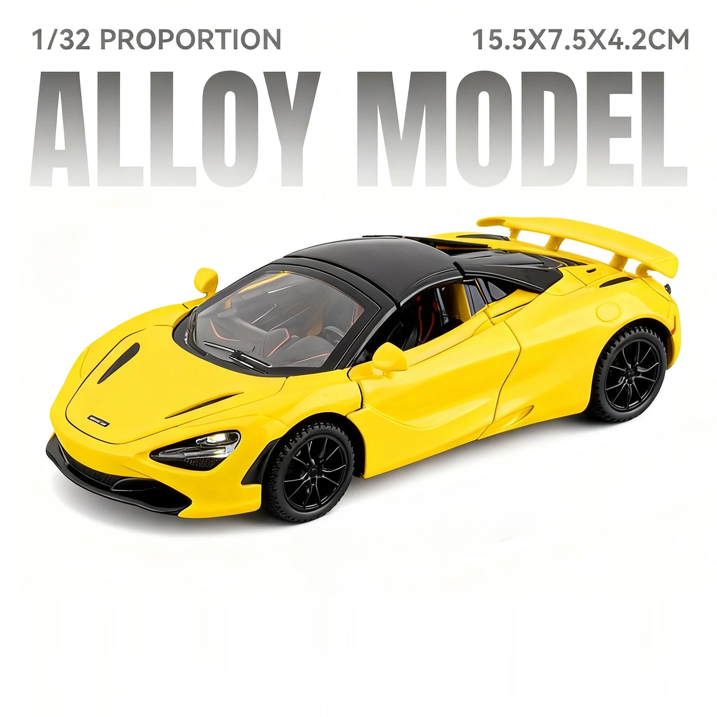 1:32 MC20 720S Miniature Sports Car Diecast Alloy Model Toys with Sound Light Pull Back Doors Opened Vehcies Kids Christmas Gift
