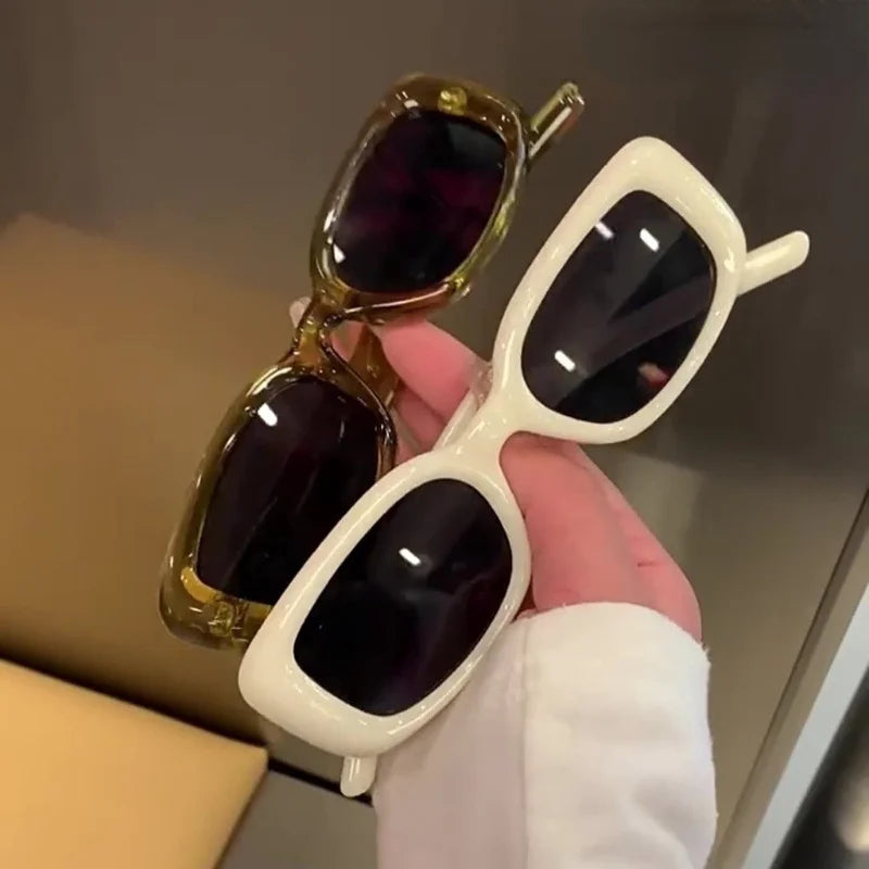2PCS Rectangle Vintage Sunglasses Women Square Glasses Female Fashion Retro