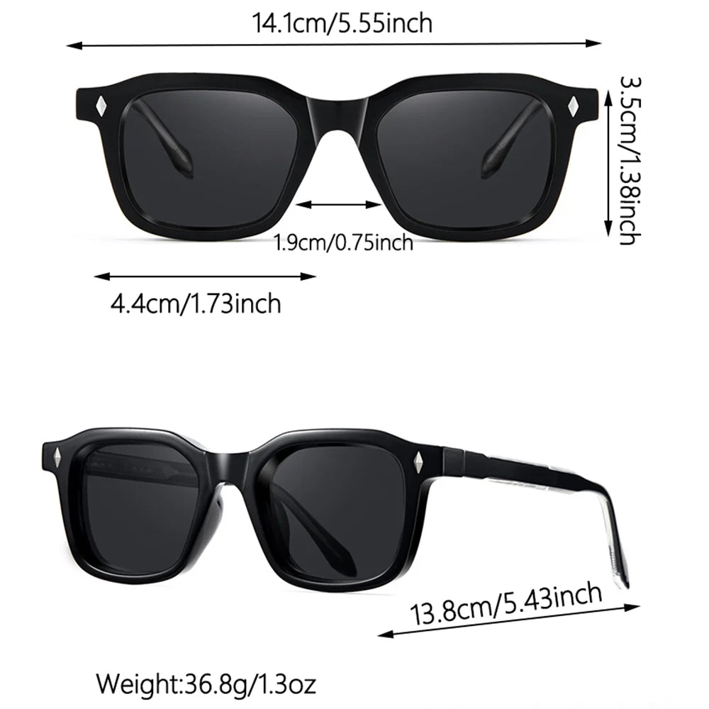 CATERSIDE Men Personalized Design Sunglasses Square Frame Women Retro Trendy Sunglasses Travel Business Party Gift Glasses UV400