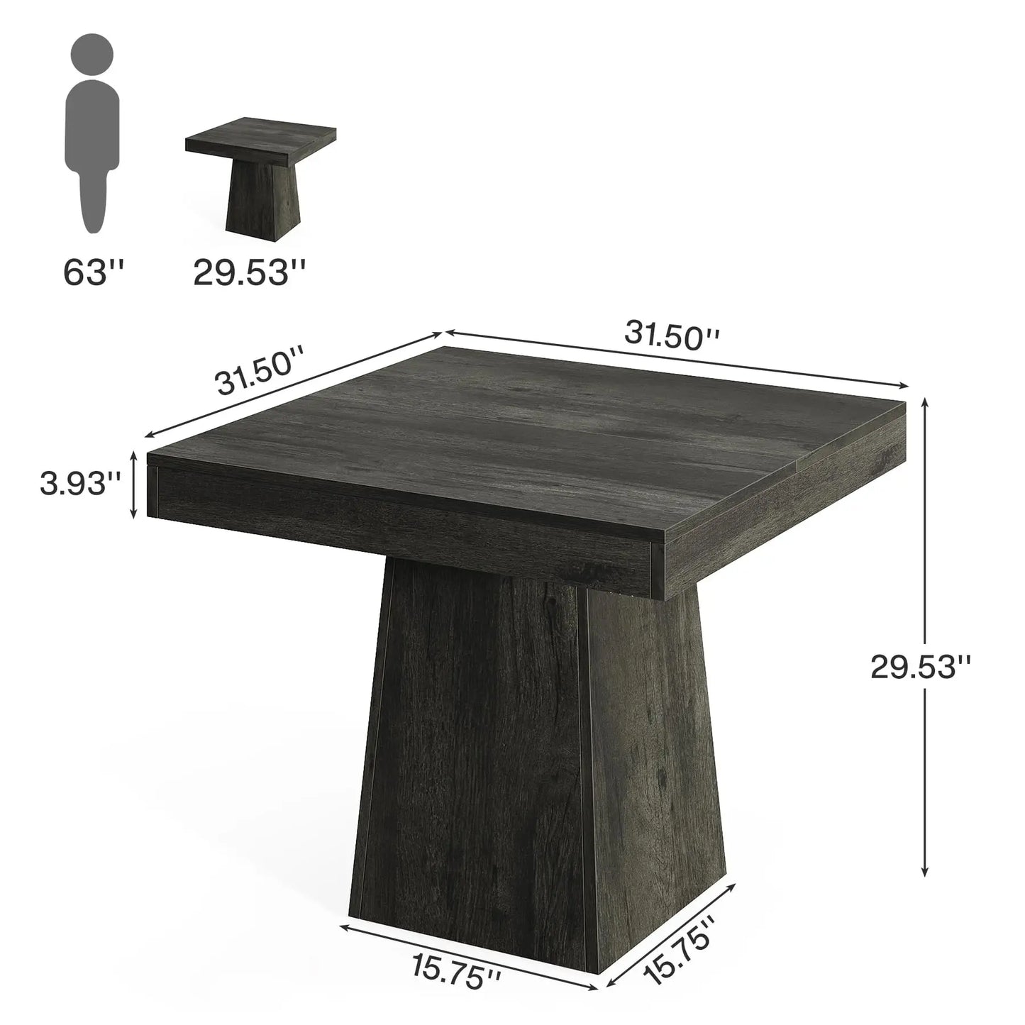 Tribesigns Square Dining Table for 4, 31.5" Kitchen Small Table, Sturdy Base,