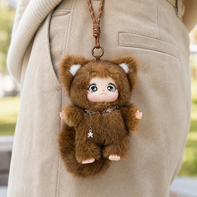 19cm New Cute Family Fox Plush Pendant Kawaii Animals Vinyl Face Plush Toy Premium Doll Enthusiasts Kids Hang Bag Decor