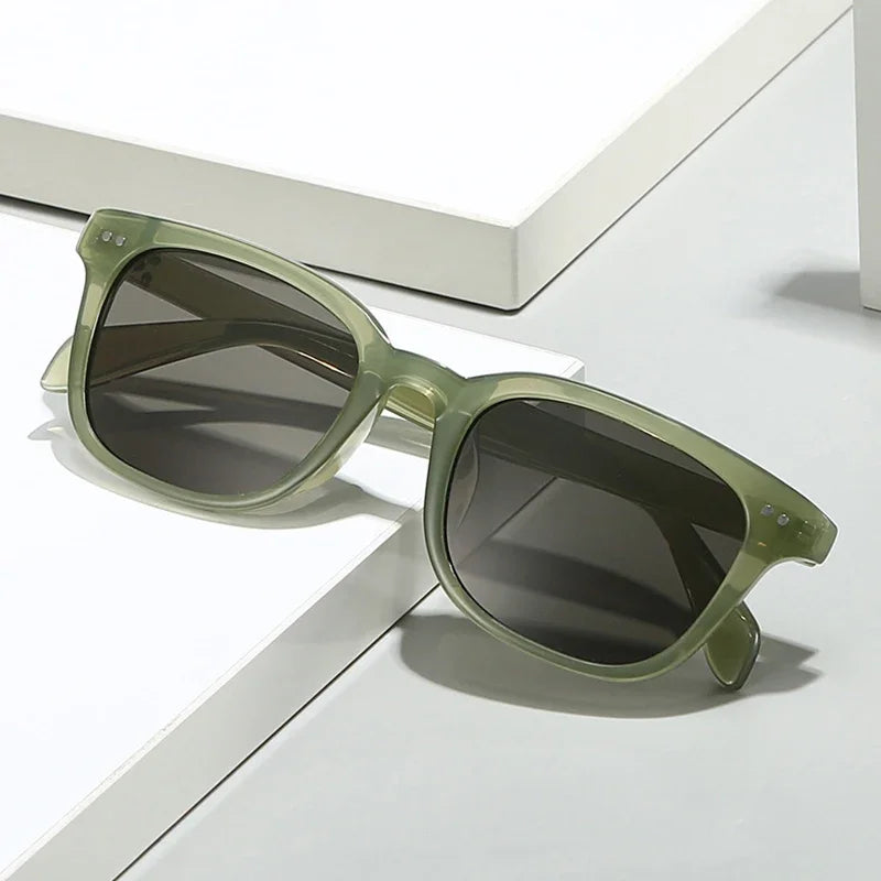JNPCXI Fashion Square Rivets Men Sunglasses Shades UV400 Retro Women Jelly Color Sun Glasses