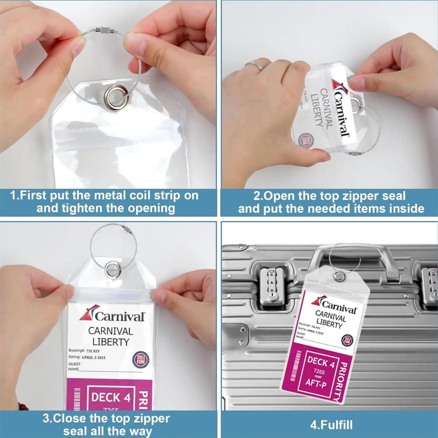 5/8-Pack Cruise Luggage Tag Holder can be Used for Carnival, NCL, MSC Cruises, Princess, and Royal Caribbean Ships
