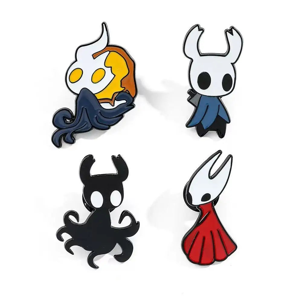 4PCS Hollow Knight Enamel Pins - Metal Badges for Bag & Jacket, Video Game Gifts for Fans