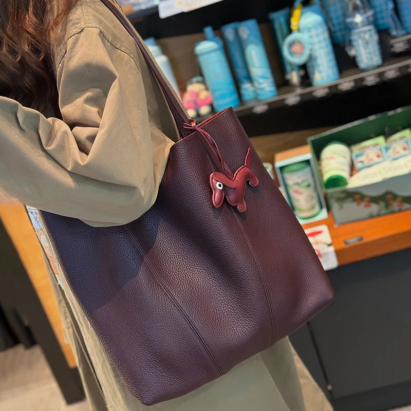 Women's Natural Cow Genuine Leather Tote bags Female Top-grain Leather Crossbody Bag Ladies Multiple Large Capacity Handbags