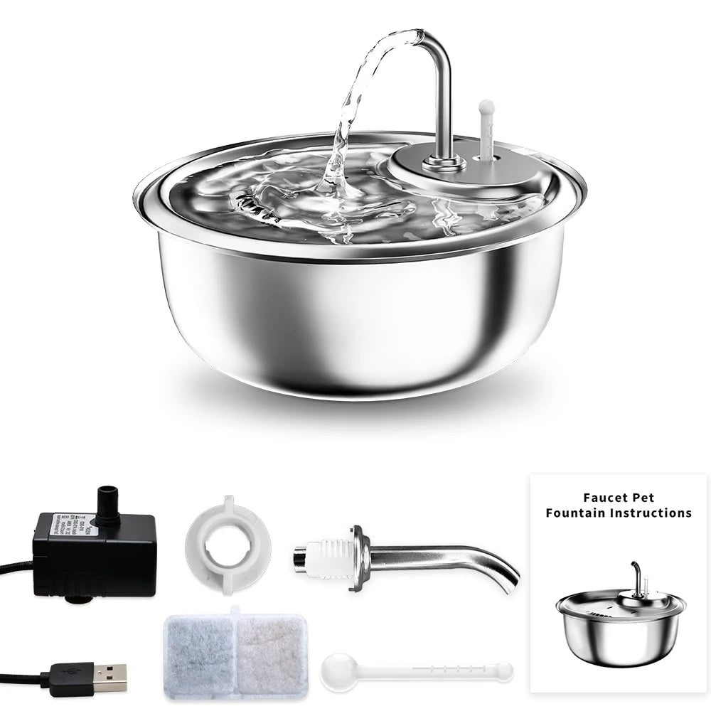 Pet Automatic Water Fountain 3.4L Large Stainless Steel Pet Water Dispenser