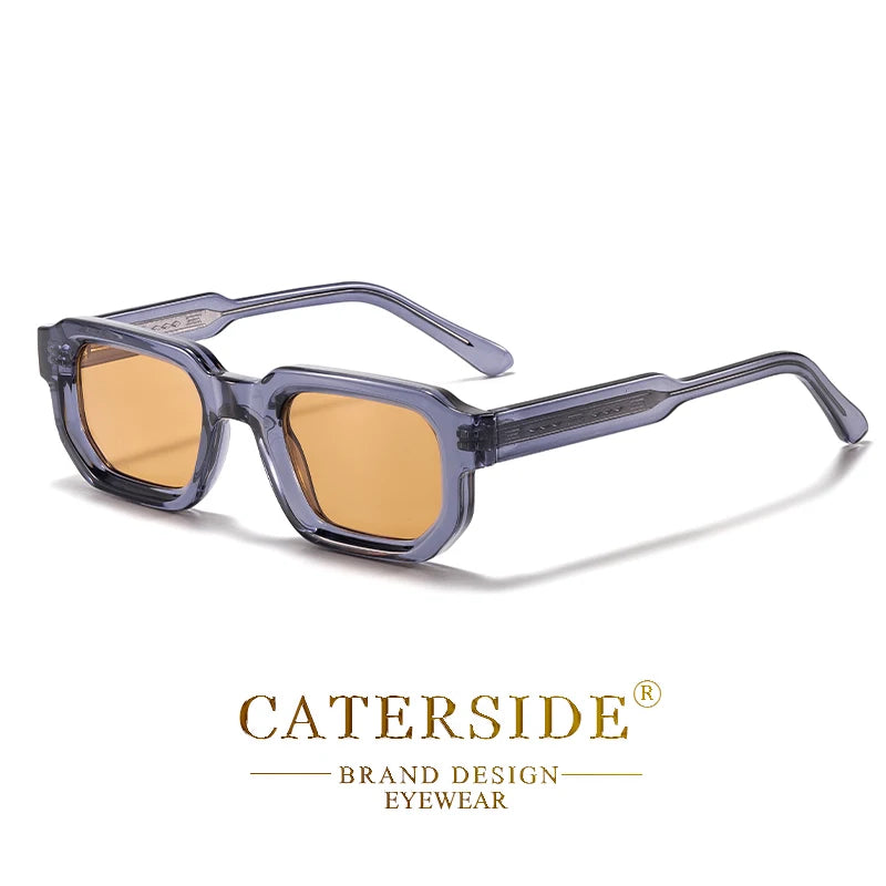 CATERSIDE New Vintage Punk Men Sunglasses Small Frame Gradient Lens Sun Glasses for Summer Beach Party Ideal Choice for Gifts