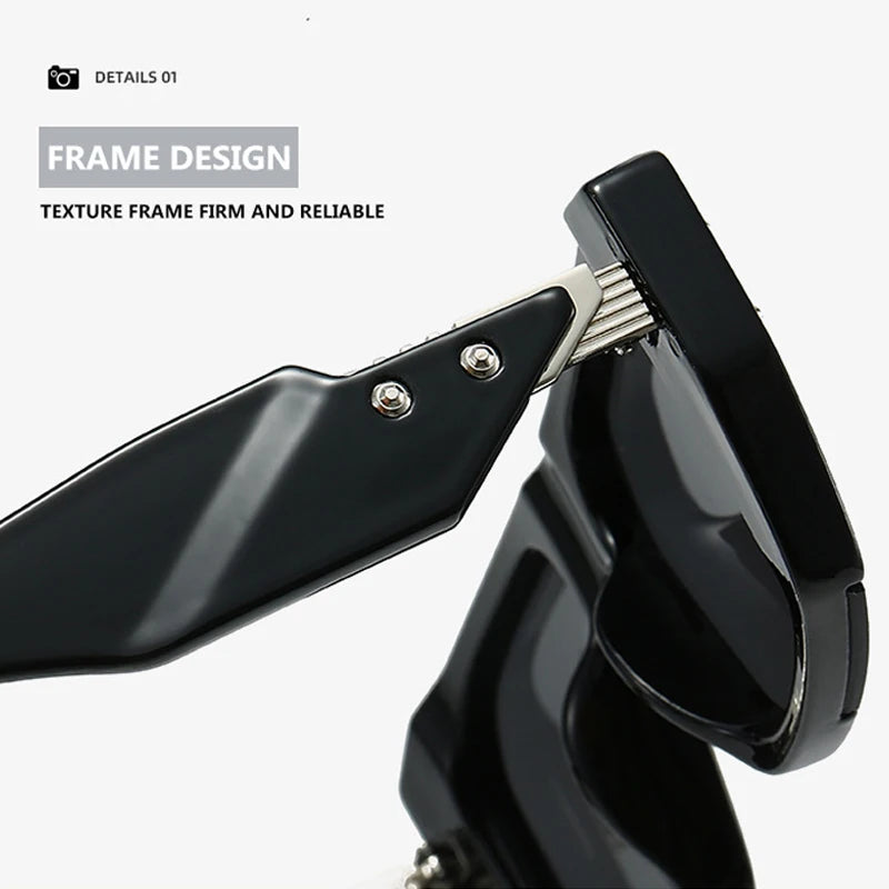 JNPCXI New Square Rivets Sunglasses Women Fashion Gray Stripe Gradient Shades UV400 Men Clear Lens Frame