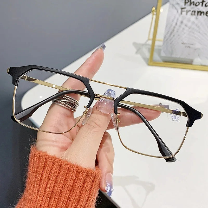 Photochromic Anti Radiation Eyeglasses for Women Transition Metal Frame Shades UV400 Eyewear