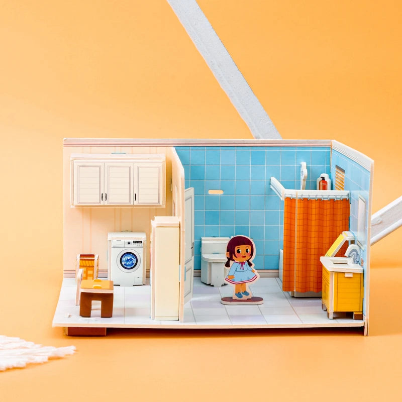 Paper 3D Jigsaw Puzzle Handmade Bedroom Livingroom Kitchen Bathroom Kindergarten Small Gift Toy Children Puzzle Educational Toys