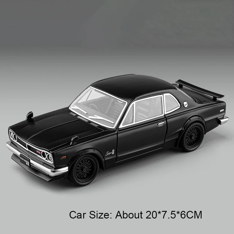 1:24 Skyline GTR R34 Car Model Alloy Diecast Toy Doors Opened Front Wheel Steering Sound Light Pull Back Cars Boys' Collectibles
