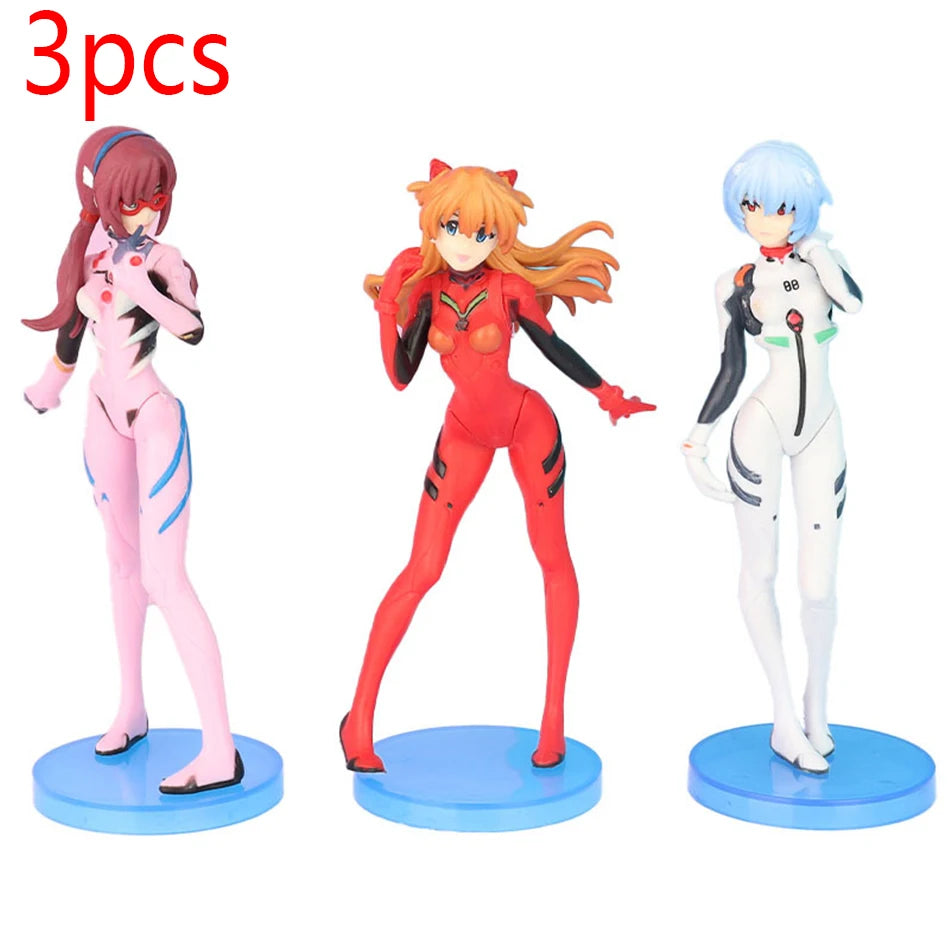 Neon Genesis EVANGELION Anime PVC Figures 3Pcs Ayanami Rei Asuka Langley Soryu