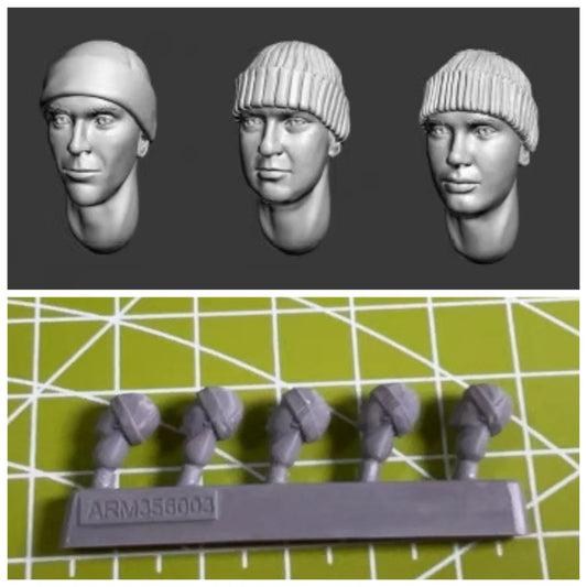 5pcs 1:35 Die Casting Resin Model Assembly Kit Character Head Model Replacement Modification Unpainted