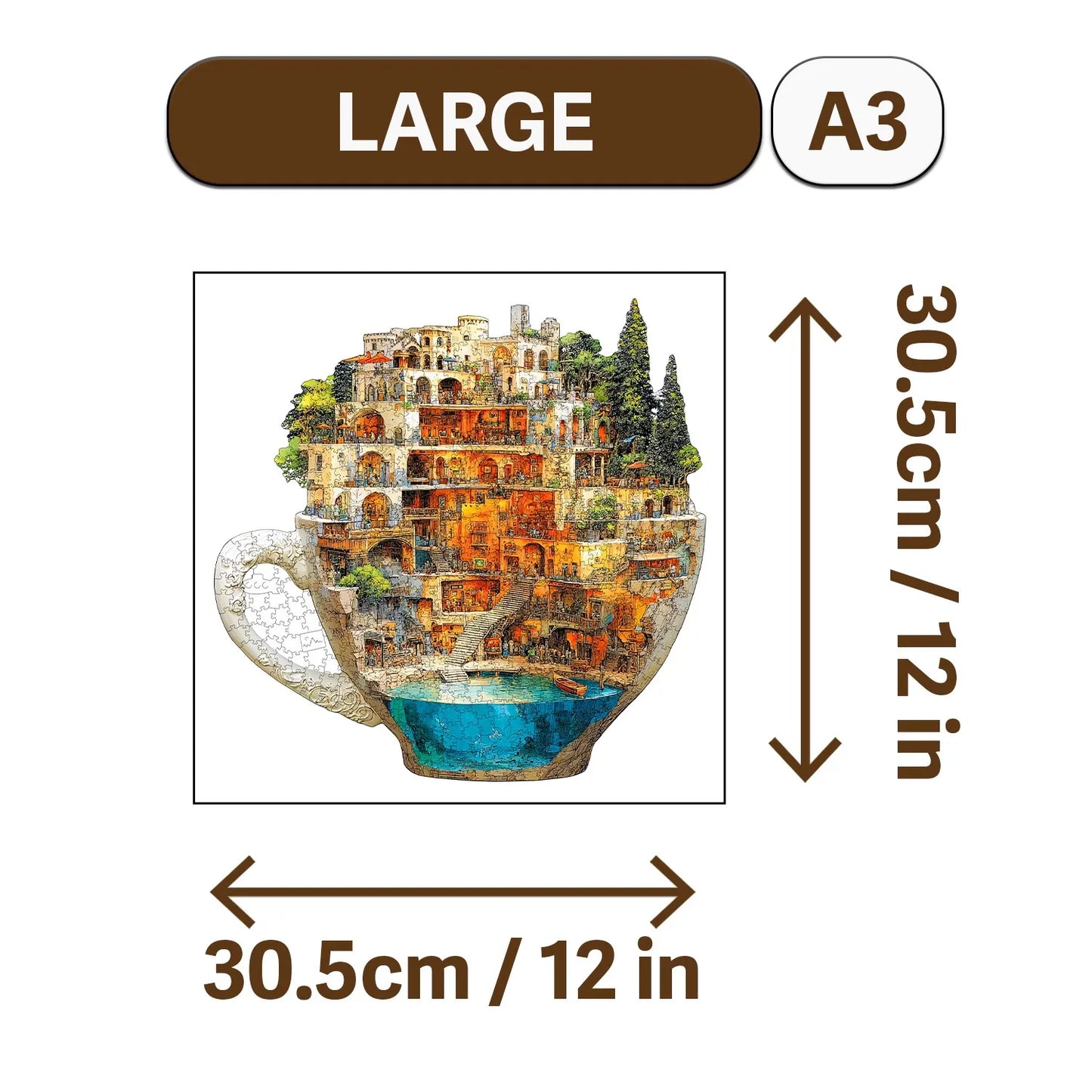 World in Cup Wooden Jigsaw Puzzle Wood Home Decor Painting Christmas and Halloween Gift Toy for Teen and Kid