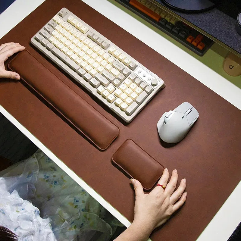Wrist Pad Rest Keyboard Guard Three Pieces Desk Pad Waterproof PU Mouse Pad Large Mousepad Laptop Non-slip Desk Mat Mouse Mat