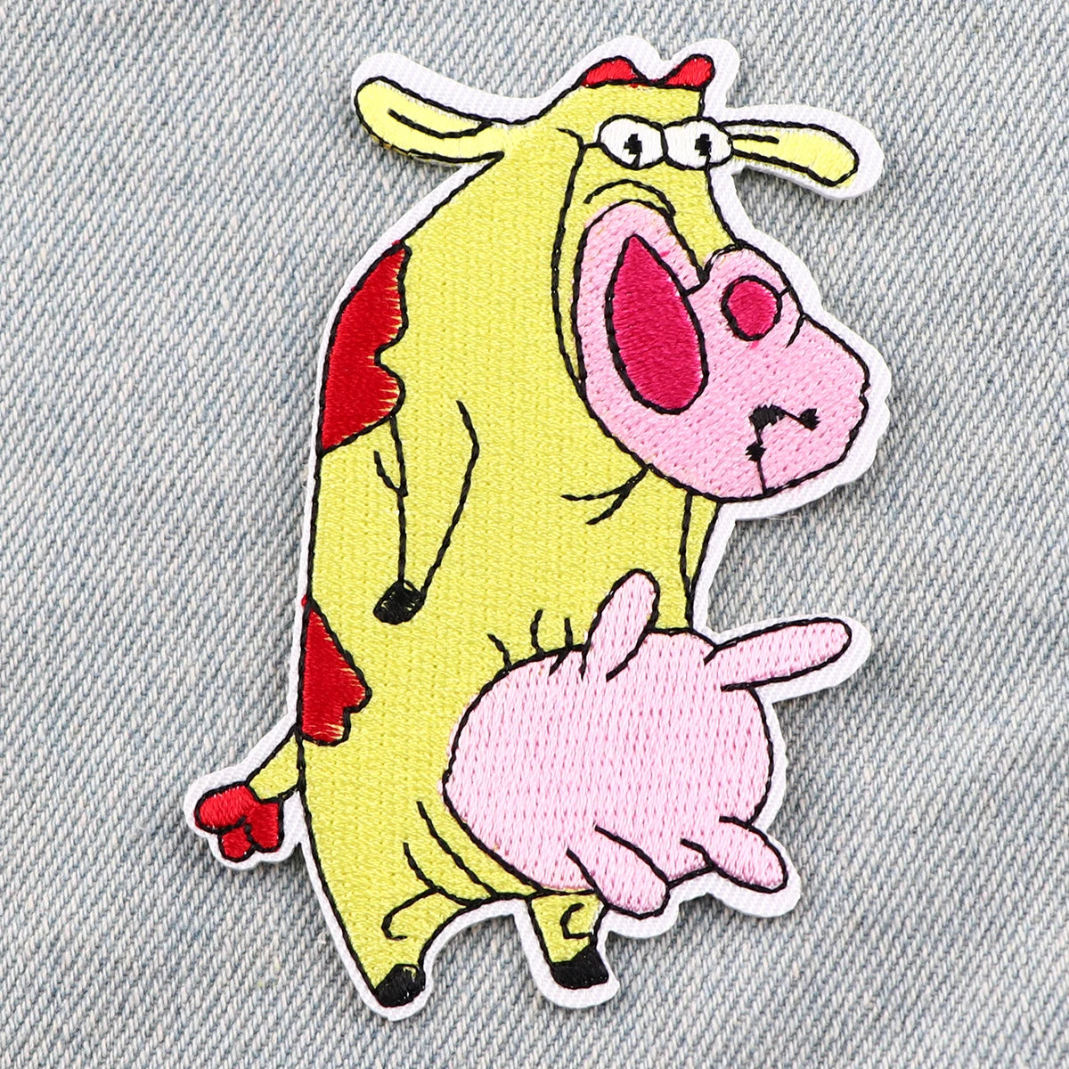 Cartoon Chicken and Cow  Patches Iron On Patches For Clothing Funny Animals Patches On Clothes DIY Embroidery Patch For Clothes