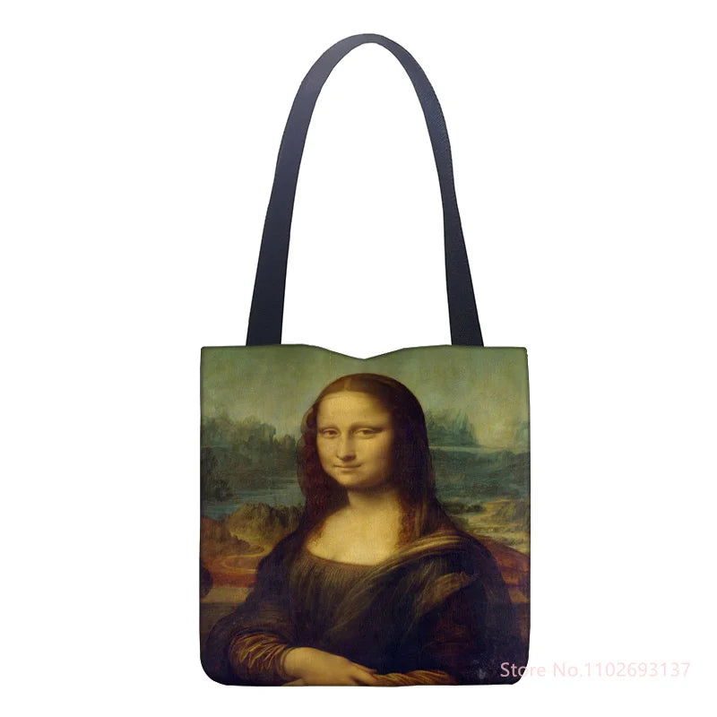 Van Gogh Oil Painting Tote Bag, Retro Art Fashion Travel Portable Women Shop Bag
