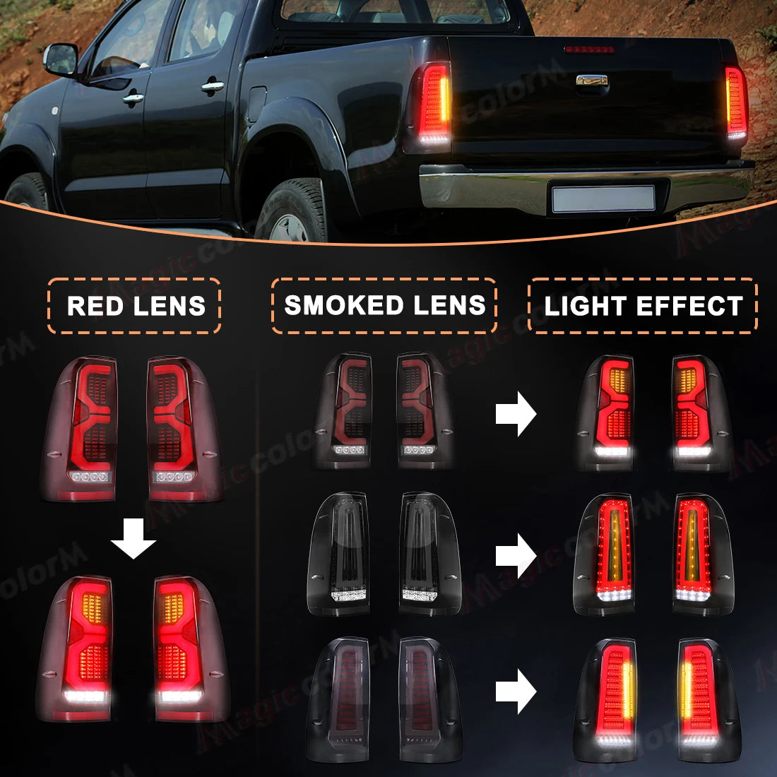 Tail Lamps For Toyota Hilux VIGO 2005 2006 2007 2008 2009 2010 2011 2012 2013 2014 Brake Turn Signal Reverse Driving Tailights