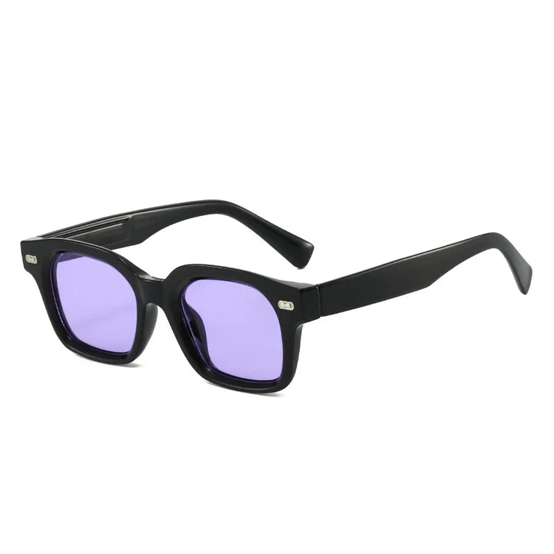 JNPCXI New Square Sunglasses Women Fashion Black Blue Shades UV400 Retro Rivets Men Clear Anti Blue Light Glasses Frame