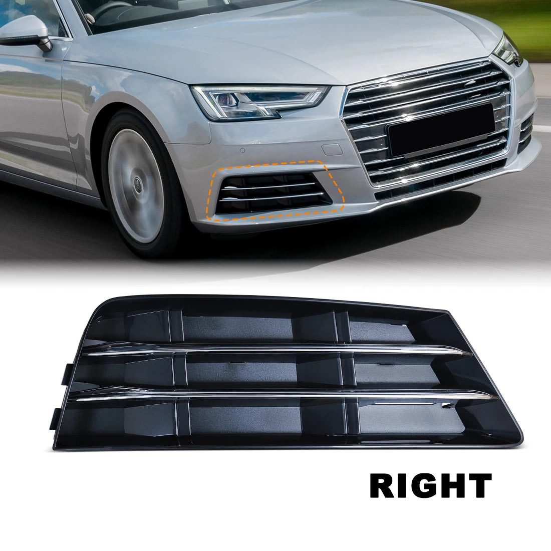 Car Front Bumper Grill Grille For Audi A4 B9 2016 2017 2018 Front Bumper Fog Lamps Covers 8WD807681B 8WD807681RN4 8WD807682B