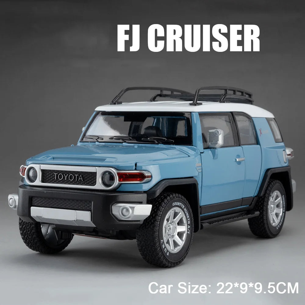 1:24 Prado FJ Cruiser Alloy Diecast Off Road Vehicle Model Toys Car Sound Light Pull Back Front Wheel Steering Festival Surprise