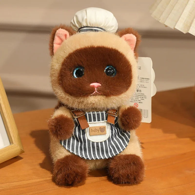 Super Cute Mini Chef Kitten Plush Toys Delicate Handmade Cartoon Pastry Chef Cat Doll Funny Keychain Bags Decro Toys Nice Gift