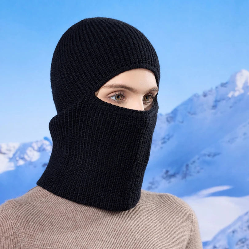 Winter pullover hat for children, warm and ear-protecting knitted woolen cap, cold-proof and neck-protecting face mask, balaclav