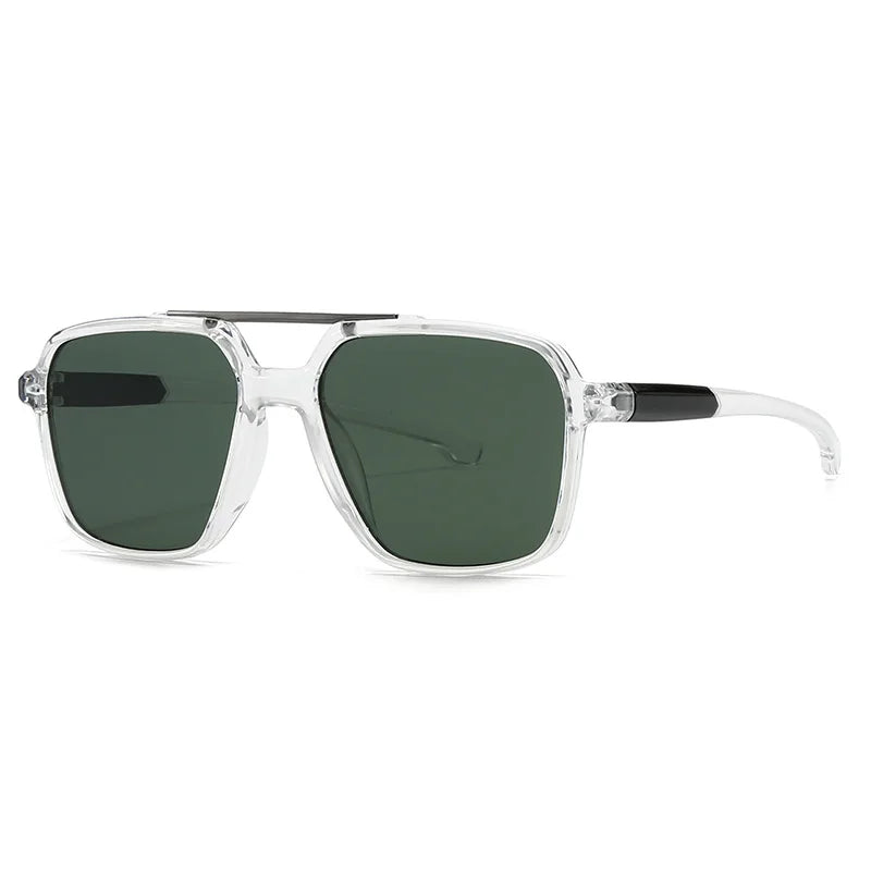 JNPCXI New Vintage Double Bridge Square Pilot Sunglasses Men Luxury Classic Women Green Sun Glass Driving Shades UV400
