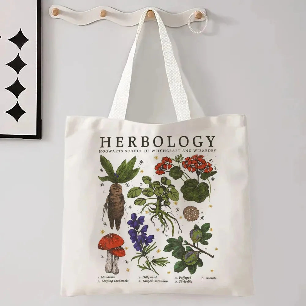 Mushroom Tote Bag, Cotton Cloth Shoulder Shopper Bags Cute Cartoon Women Handbag