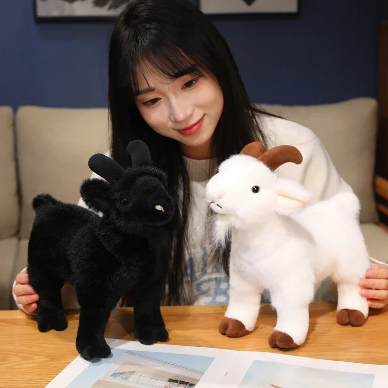 New Goat Plush Toys White Black Sheep Doll Simulation Goat Plushie Toys Stuffed Animals Sheep Doll Home Decor Kids Toys ﻿