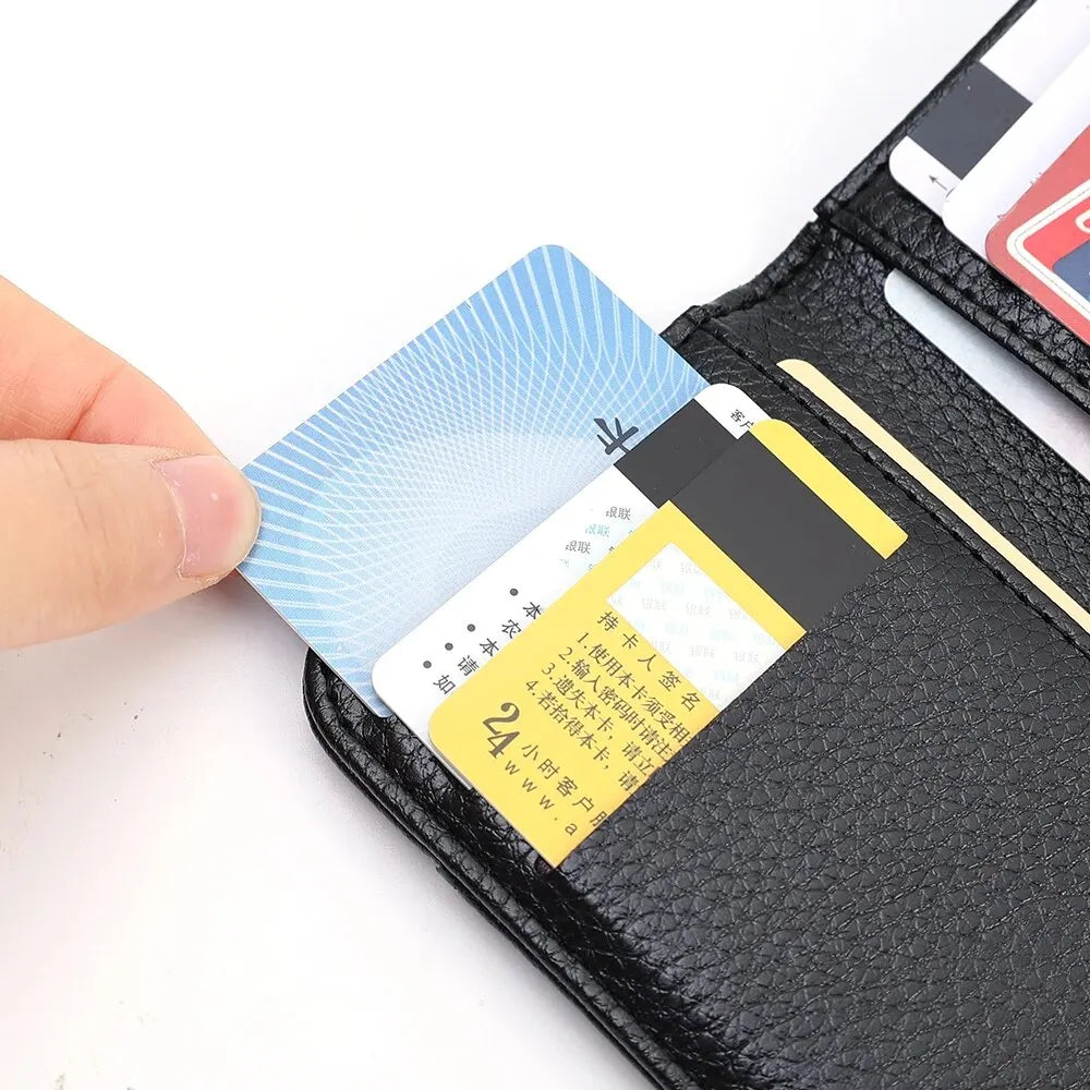 Portable Slim PU Leather Men Wallet Mini ID Credit Card Holder Thin Short Purse