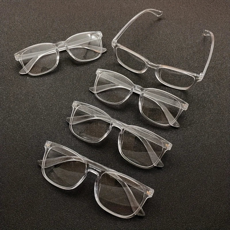 5 Pairs of Unisex Retro Lightweight Transparent Frame Flat Lenses Suitable for Leisure Business Work Meetings