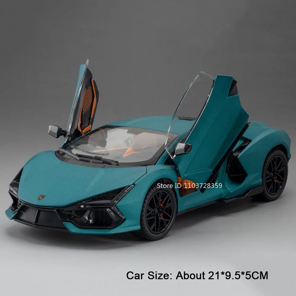1:24 Scale Tourbillon Revuelto Diecast Model Toys Cars Doors Opened Sound Light Pull Back Miniature Models Kids Birthday Present
