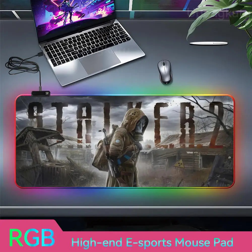 Stalker2 PC Mouse RGB 3mm Rubber Mouse Pad LED Lamp Desk Anime Keyboard Mat 7