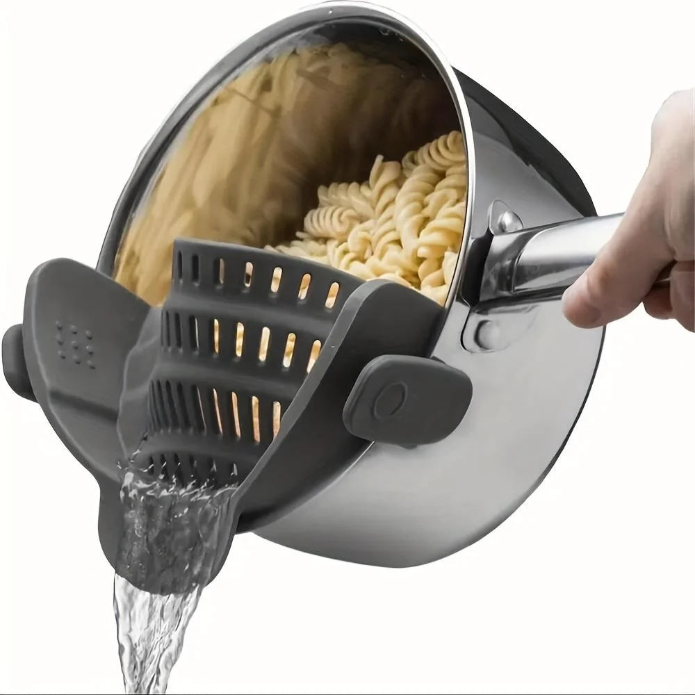 Silicone Pot Strainer, Adjustable Silicone Clip On Strainer For Pots Pans And Bowls Pot Drainer Colander With Clip Kitchen Tools