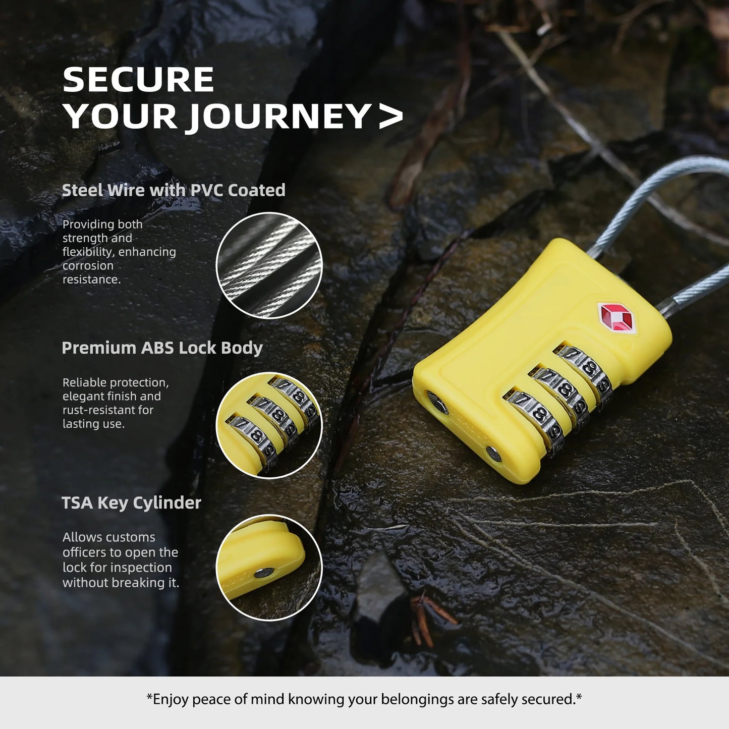 1Pc TSA Approved Luggage Travel Lock Filing Cabinets Toolbox Case  ABS Steel Cable Gym Locker padlock smart lock  lock box