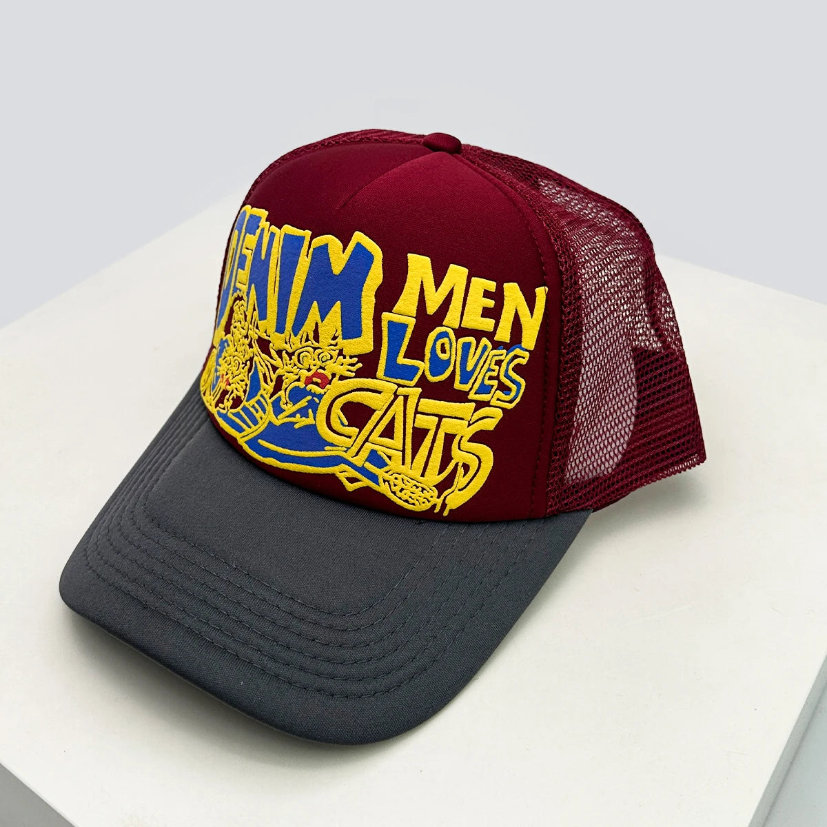 New Unisex 3D Printed Colored Letter Personal Baseball Hats Sunshade Hip Hop Breathable Color Block Trucker Caps Mesh Versatile