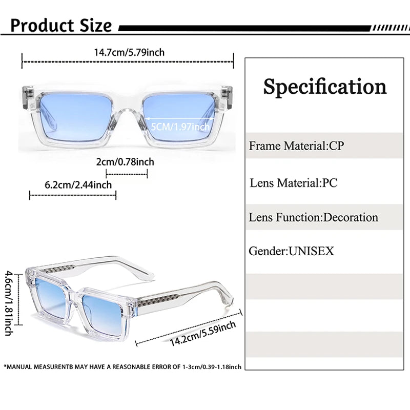 CATERSIDE New Fashion Punk Men's Square Sunglasses Brand Design Small Frame Sun Glasses Party Travel Glasses Gift Ideal Choice