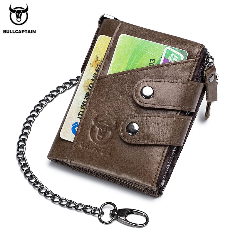 BULLCAPTAIN Men's Zipper Wallet Rfid Wallet Multifunction Storage Bag Coin Purse Wallet's Card Bags Genuine Leather Purse Male