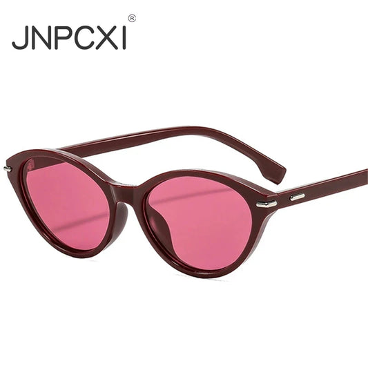 JNPCXI New Fashion Cat Eye Candy Color Sunglasses Women Retro Rivets Trending Red Men Shades UV400
