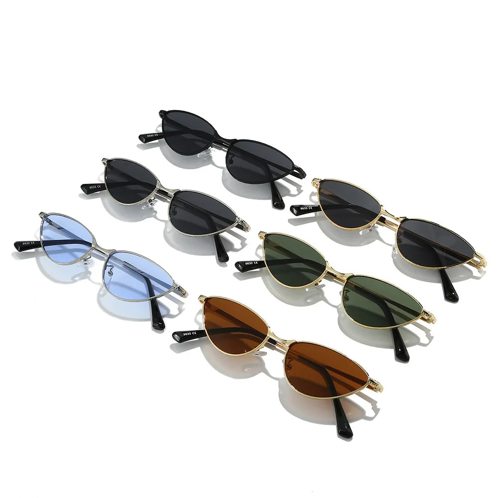 JNPCXI Retro Cat Eye Women Sunglasses Fashion Silver Blue Gradient Shades UV400 Men Sun Glasses