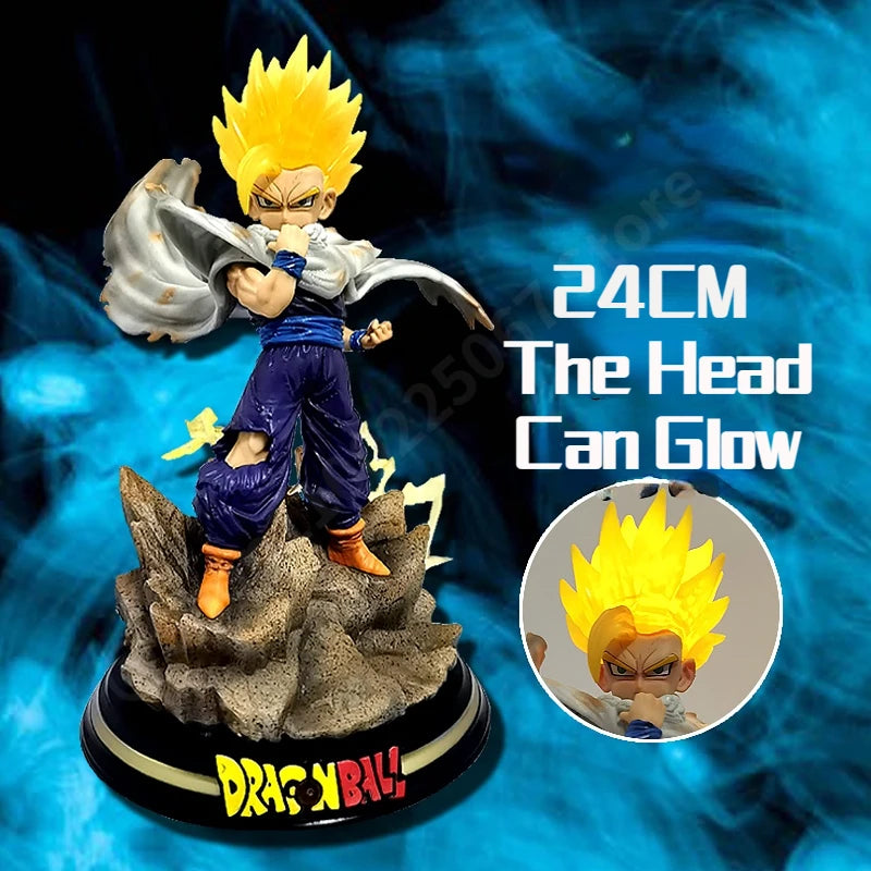 Anime Dragon Ball Figure Son Gohan with Led Light PVC Action Figures Super Saiyan GK Statue Collection Model Toys for Children