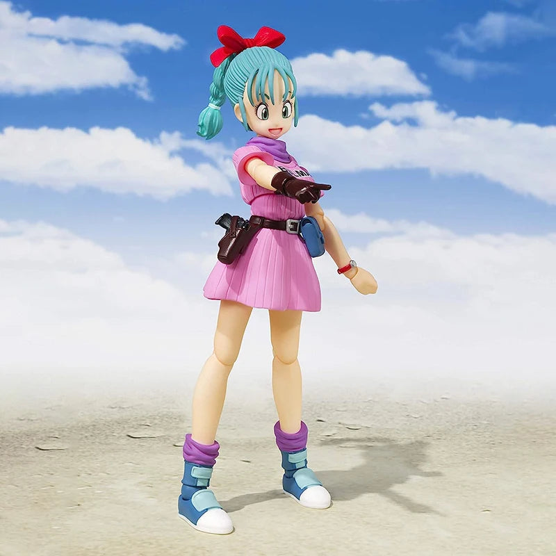 13cm SHF Dragon Ball Pink Bulma  Action Figure PVC Battle Detector Collection
