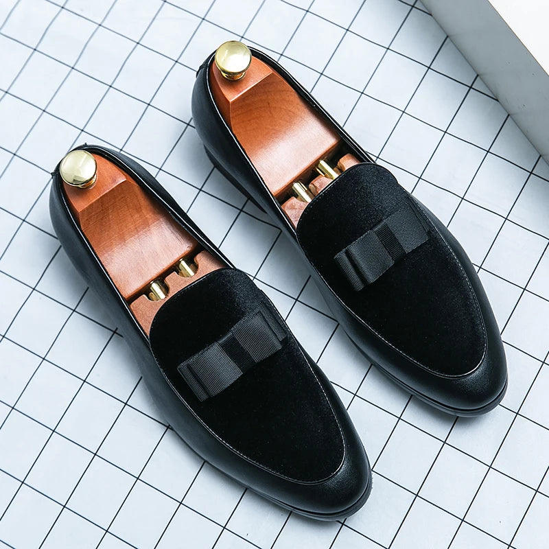 British Business shoes Men Yuppie Social Leather Men Brogue Shoe Wedding Men's Dress Formal Shoes Large Size 48 Bow Loafers Male