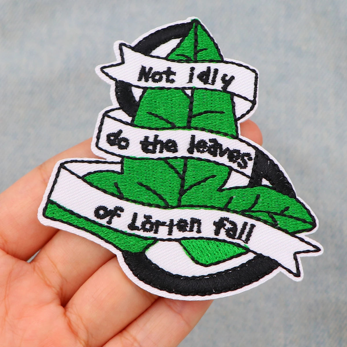 Green Leaves Patch Movie Cool Embroidery Patch Iron On Patches For Clothing Thermoadhesive Patches On Clothes DIY Sew Badges