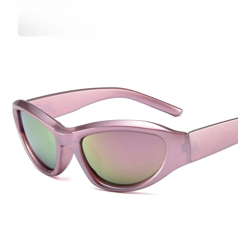Pink Blue Barrier Glasses Futurist Cyberpunk Fashion Glasses  Pink Lens Suitable for Screen Sports and Street Wear Glasses